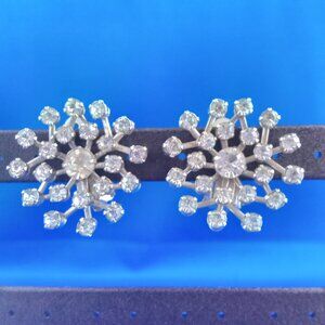 Vintage mid century rhinestone starburst earrings clip ons